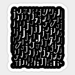 J - Typography (White) Sticker